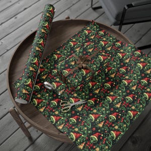 Alien Christmas Tree Wrapping Paper | Unique Sci-Fi Holiday Gift Wrap | Fun Alien Ornaments Christmas Wrapping Paper
