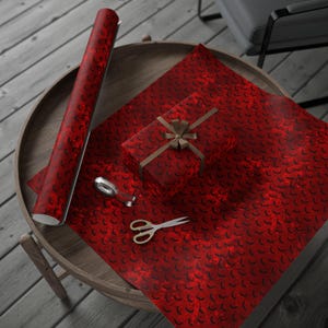 Red Bat Halloween Wrapping Paper Roll For Goth Birthday Vampire Party And Boo Baskets