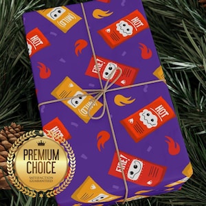 Papel de regalo para salsa Taco Bell, papel para envolver salsa picante para amantes de los tacos, papel para envolver salsa picante para cumpleaños y regalos de Navidad.