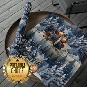 Polar Express Christmas Holiday Winter Wrapping Paper | Train Christmas Gift Wrap