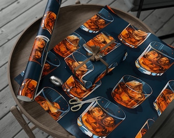 Whiskey Gift Wrapping Paper: Bourbon Scotch Alcohol Print