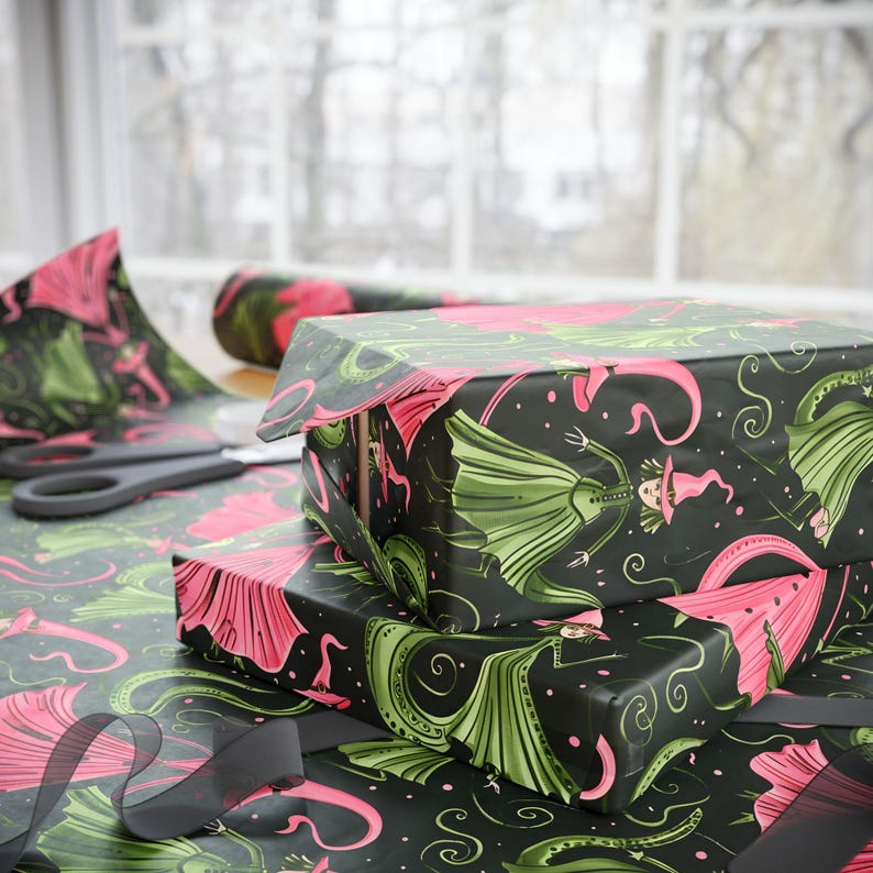 Elphaba and Galinda Inspired Gift Wrap Paper, Witches of Wicked Wrapping Paper, Wizard of Oz Gift Wrap Paper for Birthdays and Christmas