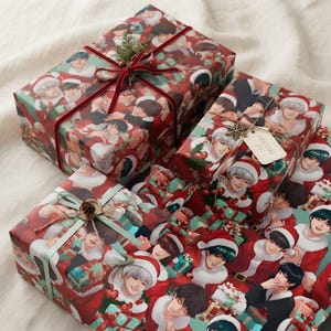BTSラッピングペーパー、クリスマスK-POPギフト包装紙（マットまたは光沢仕上げ）