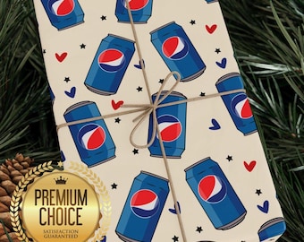 Papel de regalo de Pepsi / Papel de regalo clásico y divertido de lata de refresco de Pepsi Cola para amantes de las bebidas, regalos de Navidad y cumpleaños