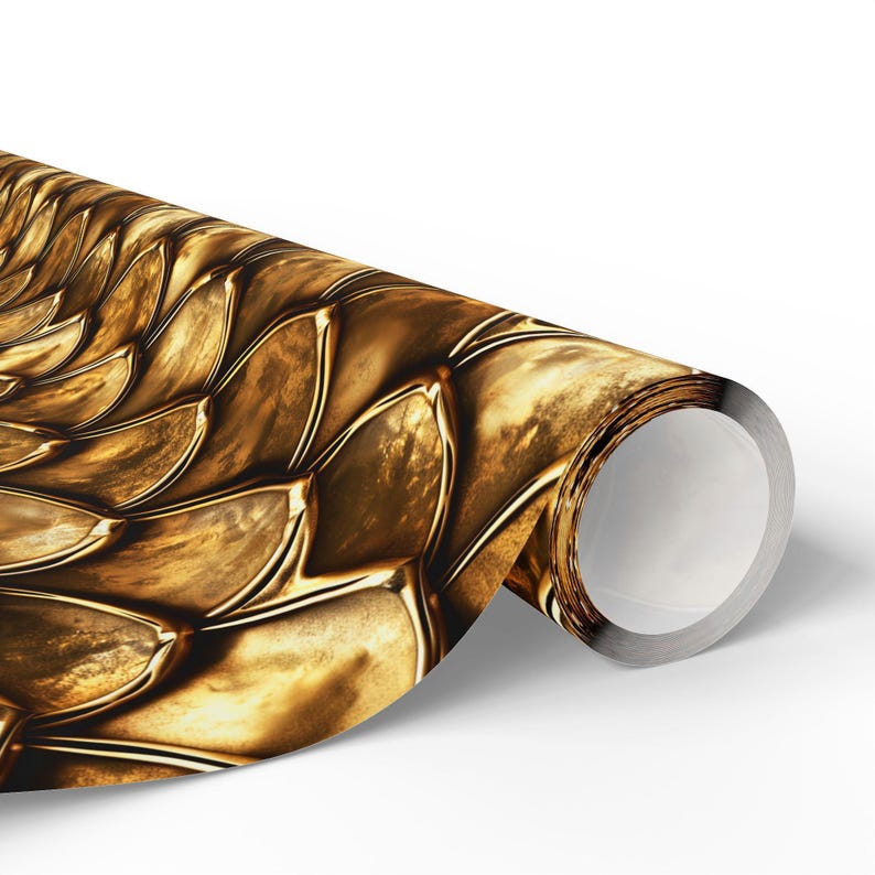 Copper/Gold Dragon Scale Gift Wrapping Paper for Christmas, Birthdays - Inheritance Cycle Dragonscale Giftwrap for Holidays & Kids Parties