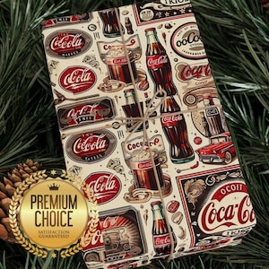 Papel de regalo vintage de Coca-Cola / Papel de regalo retro de refrescos