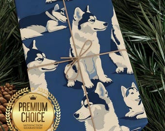 Alaskan Husky Wrapping Paper for Dog Lovers, Alaskan Husky Dog Gift Wrap for Dog Lovers