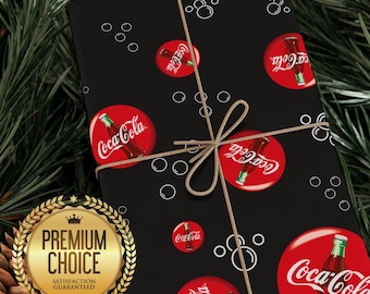 Coca-Cola Classic Wrapping Paper | Iconic Soda Bottle Design Gift Wrap for Coca-Cola Lovers and Enthusiasts for Christmas and Birthdays