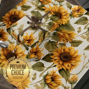 Sunflower Gift Wrapping Paper, Summer Floral Gift Wrap for Birthdays, Mothers Day, Yellow Floral Wrapping Paper for Elegant Presents