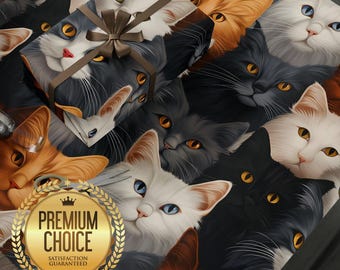 Papel de regalo navideño con diseño de gatos: Papel de regalo navideño con diseño de gatitos
