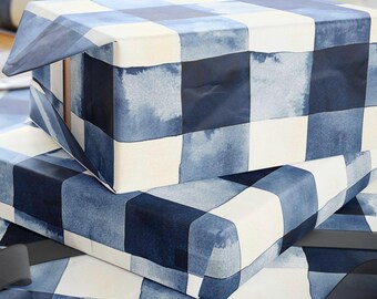 Geschenkpapierrolle blau kariert: Cottagecore Geschenkpapierrolle