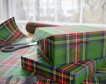 Christmas Wrapping Paper Classic Tartan Plaid Green Red Navy Elegant Timeless Gift Wrap for Weddings Anniversaries Birthdays
