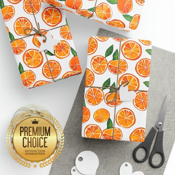 Citrus Wrapping Paper, Orange Fruit Gift Paper, Main Squeeze Gift, Clementine Gift Paper, Orange Gift Wrap, Little Cutie Paper