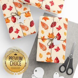 Cute Fall Wrapping Paper, Fall Leaves Gift Wrap, October Falling Leaves Wrapping Paper, Autumn Gift Wrap, September Wrapping Paper