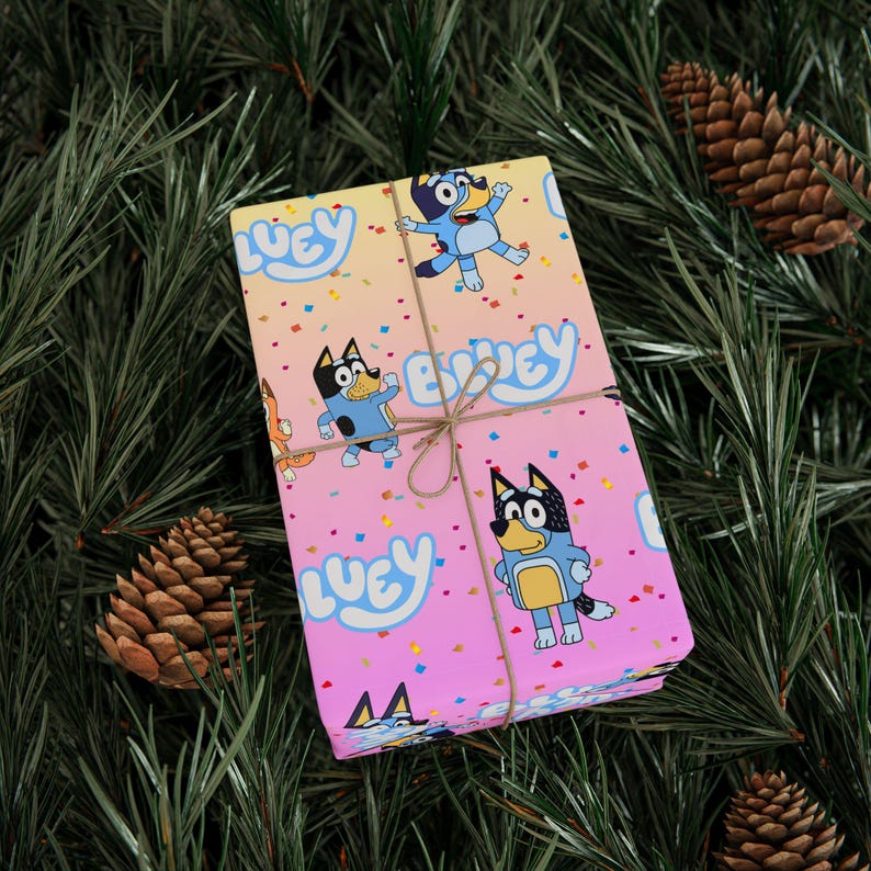 Bluey Birthday Wrapping Paper: Pastel Rainbow Kids Party Gift Wrap - Etsy