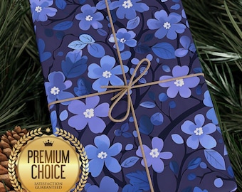 Periwinkle Floral Gift Wrap: Romantic Birthday, Wedding, Holiday Presents