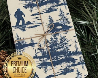 Papel de regalo divertido de Bigfoot azul, papel de regalo de Sasquatch
