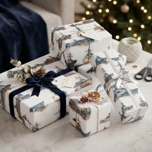 Warships Gift Wrapping Paper, Navy Ships Wrapping Paper for Holidays and Birthdays, Battleship Gift Wrap for Christmas and Parties shown in an AI-generated listing photo