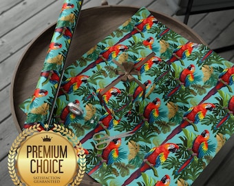Parrots Bird Birthday Wrapping Paper, Colorful Parrot Gift Wrap, Birds Gift Wrap, Parrot Scrapbooking Paper, Rainbow Animal Gift Wrap