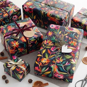 Otomi Wrapping Paper, Mexican Folk Art Gift Wrap, Recycled 90 Gsm Matte or Glossy