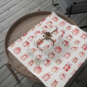 Red Ribbon Gift Boxes Wrapping Paper Roll for Christmas and Birthday Presents