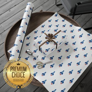 Rocket Ship Wrapping Paper, Planets Wrapping Paper, 3-2-1 Blast Off Gift Wrap, 1st Trip Around The Sun Party, Outer Space Party, NASA, wp100