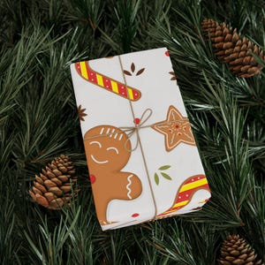 Lebkuchen Urlaub Weihnachten Winter Geschenkpapier | Lebkuchen Zuckerstange Pine Holly Geschenkverpackung