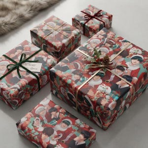 BTS Christmas Wrapping Paper | K-Pop Holiday Gift Wrap shown in an AI-generated listing photo