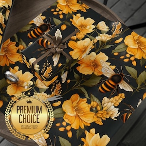 Black and Yellow Honeybee Themed Gift Wrap | Save The Bees Wrapping Paper | Honeybees Gift Wrap