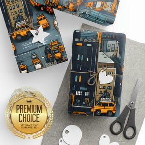 New York City Yellow Taxi Cab Wrapping Paper, New York City Gift Wrap, Christmas / Birthday Gift Wrap, Yellow Taxi Cab Wrapping Paper