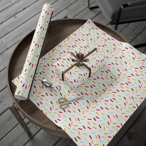 Papel de regalo con chispas, papel de regalo con chispas arcoíris, papel de regalo de verano, papel de regalo para fiestas de helados, rollos de papel de regalo con chispas imagen 4