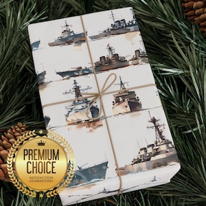 Kriegsschiffe Geschenkpapier, Navy Schiffe Geschenkpapier für Feiertage und Geburtstage, Linienschiff Geschenkpapier für Weihnachten und Partys