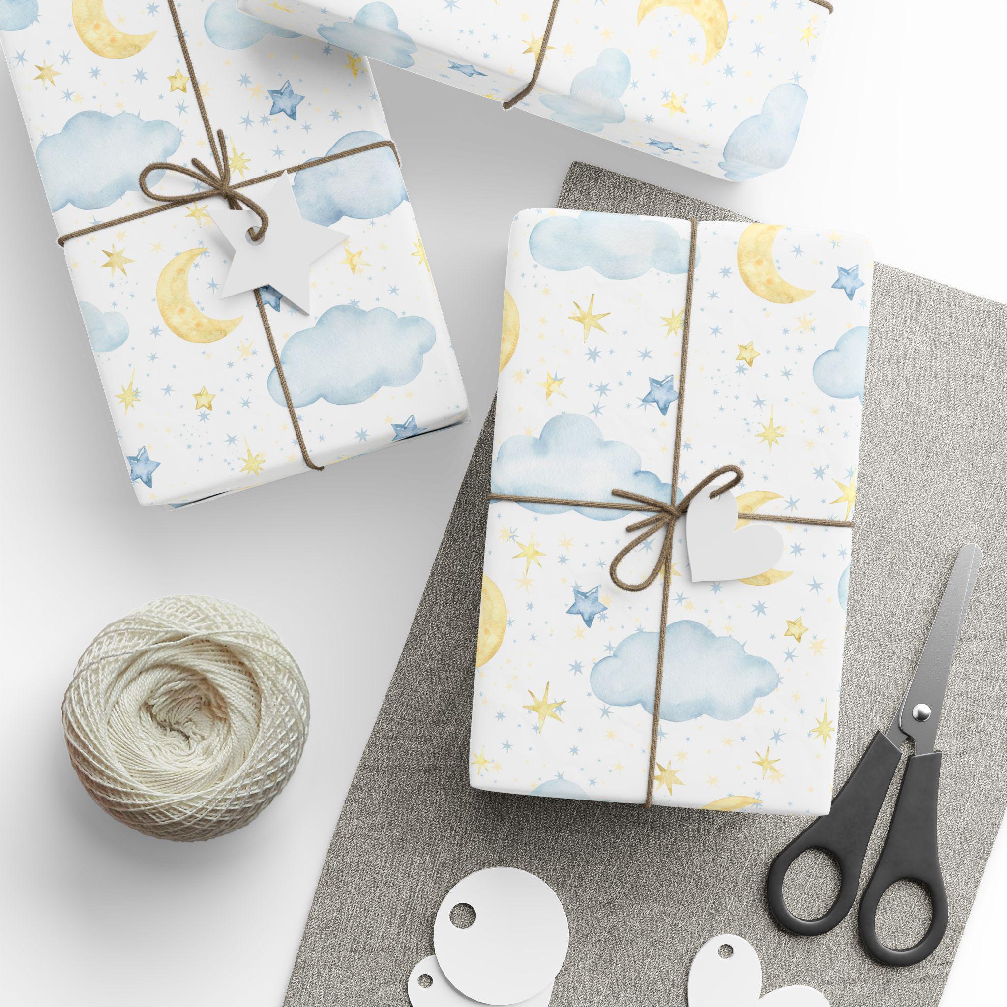 Carta da regalo spaziale - Spazio, stelle, galassie, costellazioni - Confezione regalo blu da 6 fogli - Per compleanno, Natale, vacanze - Viene fornita con adesivi divertenti - Central 23