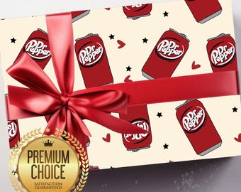 Dr. Pepper Wrapping Paper | Fun and Quirky Soda Can Gift Wrap for Beverage Lovers and Fans