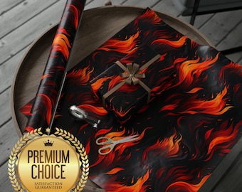 Fire Flames Gift Wrap | Red, Black & Orange Wrapping Paper