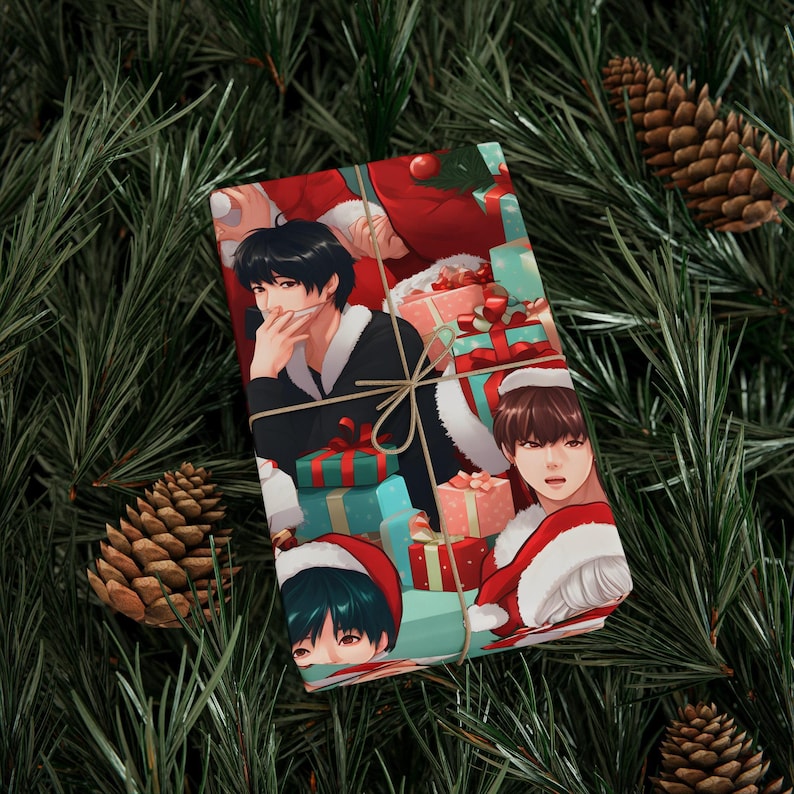 BTS Christmas Wrapping Paper | Korean K-Pop Gift Wrap, Fun BTS K-Pop Gift Wrap, BTS K-Pop Scrapbooking Paper