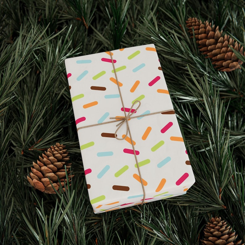 Papel de regalo con chispas, papel de regalo con chispas arcoíris, papel de regalo de verano, papel de regalo para fiestas de helados, rollos de papel de regalo con chispas imagen 5