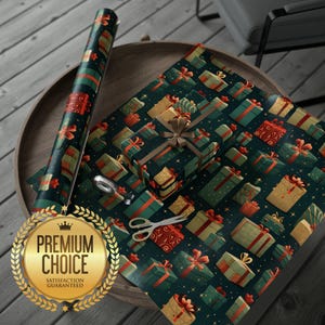 Christmas Presents Holiday Winter Themed Wrapping Paper | Christmas Themed Gift Wrap
