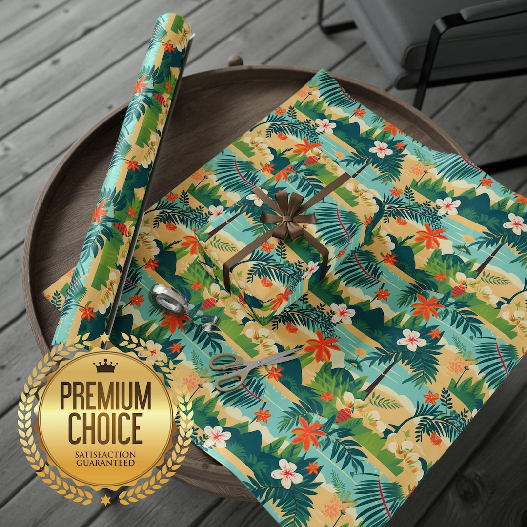 Hawaiian Themed Wrapping Paper for Birthdays and Christmas, Parties or ...