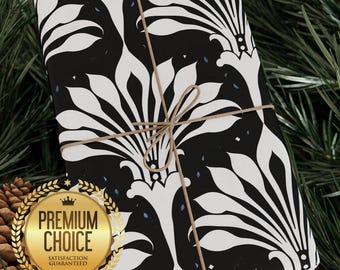 Black and White Art Deco Gift Wrapping Paper, Elegant Decorative Gift Wrap for Parties, Great Gatsby Party Giftwrap for Holidays, Birthdays