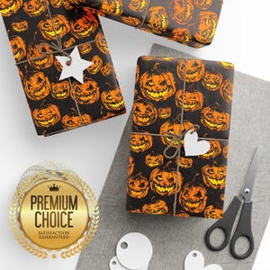Carta da regalo zucca di Halloween, confezione regalo Jack-O-Lantern, carta da regalo spettrale, regalo per la festa di compleanno di ottobre