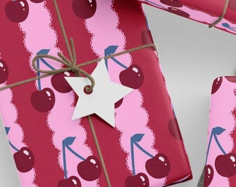 Cherry Cola Geburtstagspapierrolle mit Spitzenstreifen für Valentinstag, Teenager-Mädchen und Bachelorette-Geschenke