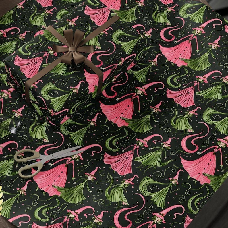 Elphaba and Galinda Inspired Gift Wrap Paper, Witches of Wicked Wrapping Paper, Wizard of Oz Gift Wrap Paper for Birthdays and Christmas
