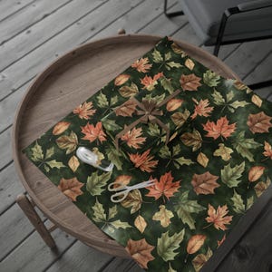 Fall Leaves Wrapping Paper Roll Autumn Green Giftwrap for Thanksgiving Birthday Holiday Presents Nature Eco Friendly Recyclable Paper