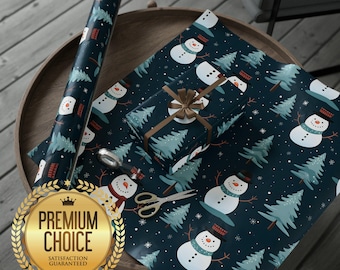 Inpakpapier Kerstvakantie Winter Met Sneeuwmanthema | Cadeauverpakking met vrolijk sneeuwpoppenthema