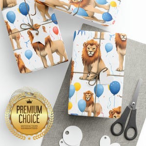 Lion Birthday Wrapping Paper, Big Cats Gift Wrap, Safari Animal Gift Wrap, Lion Scrapbooking Paper, Birthday Lion Wrapping Paper