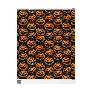 Evil Jack-O-Lantern Halloween Wrapping Paper, Creepy Pumpkins image 5