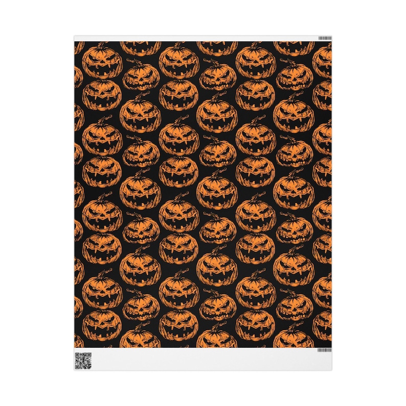 Evil Jack-O-Lantern Halloween Wrapping Paper, Creepy Pumpkins image 5