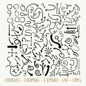 Hand Drawn Arrow SVG Clipart Bundle (Digital Download)