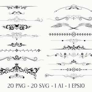 Text Dividers, Decorative elements, Ornaments Svg, Swirls Png, Text decoration Svg, Dividers Svg, Graphic elements, Decorative borders Svg